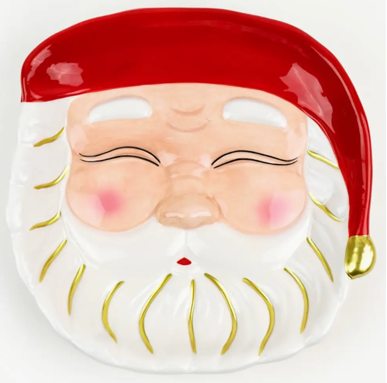 Red Santa Ceramic Dessert Plate 7"
