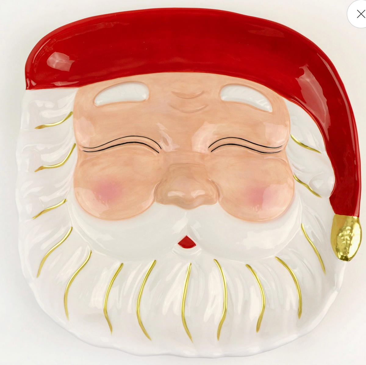 Red Santa Ceramic Round Platter 12"