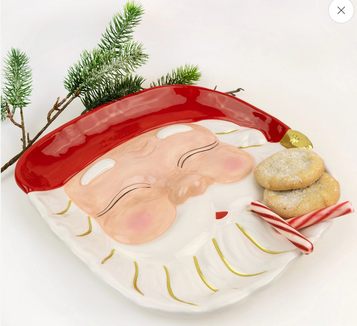 Red Santa Ceramic Round Platter 12"