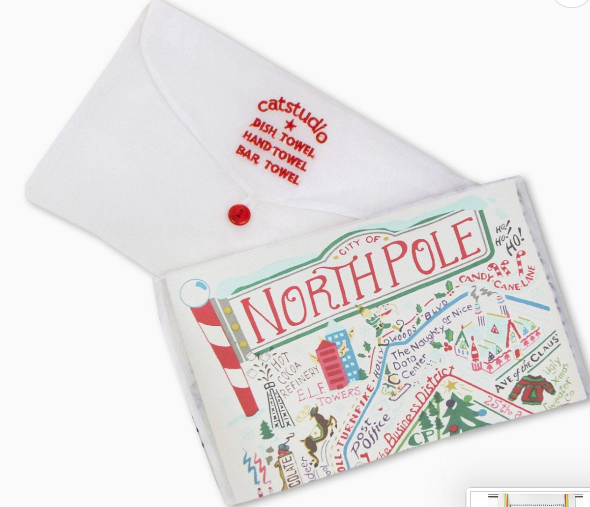catstudio North Pole City dish towel detail