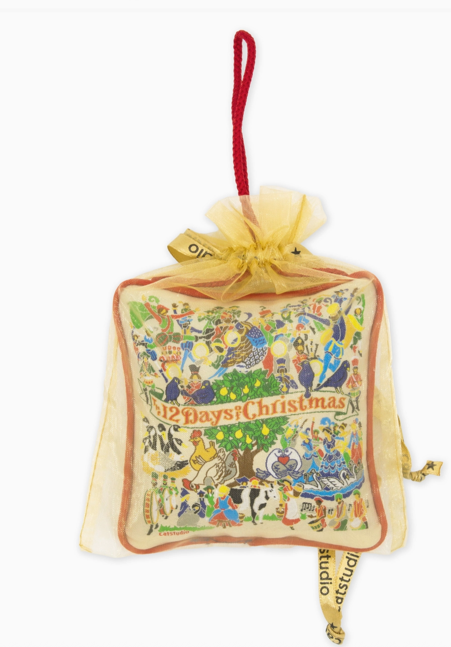 catstudio 12 Days of Christmas pillow ornament, back