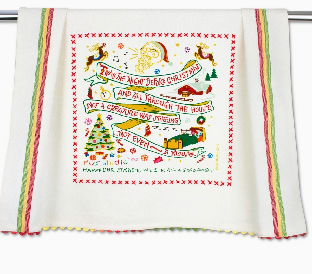 catstudio Night Before Christmas dish towel