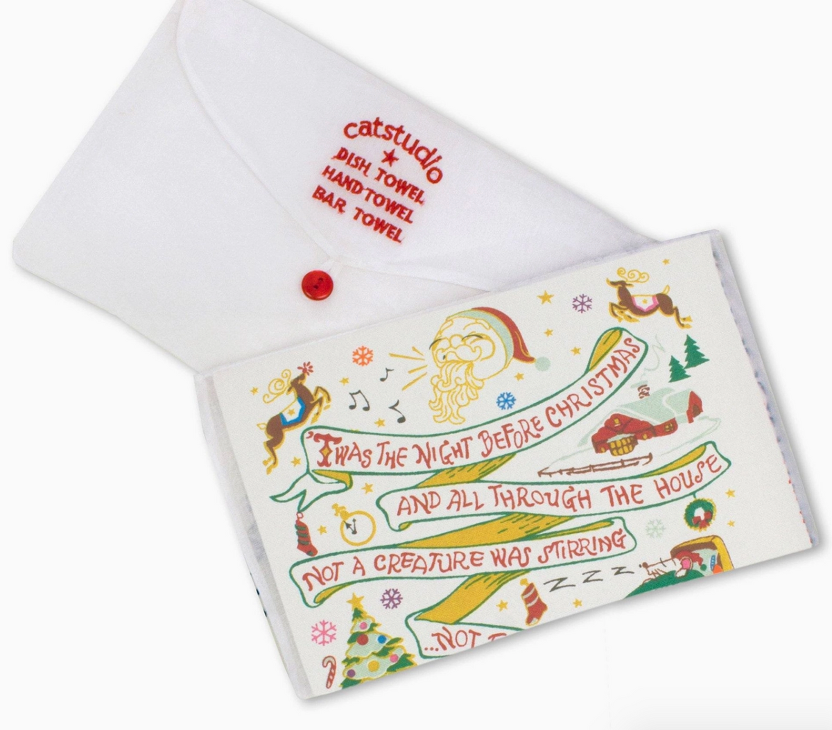 catstudio Night Before Christmas dish towel detail