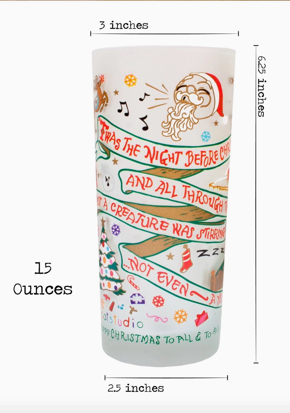 Night Before Christmas drinking glass detail