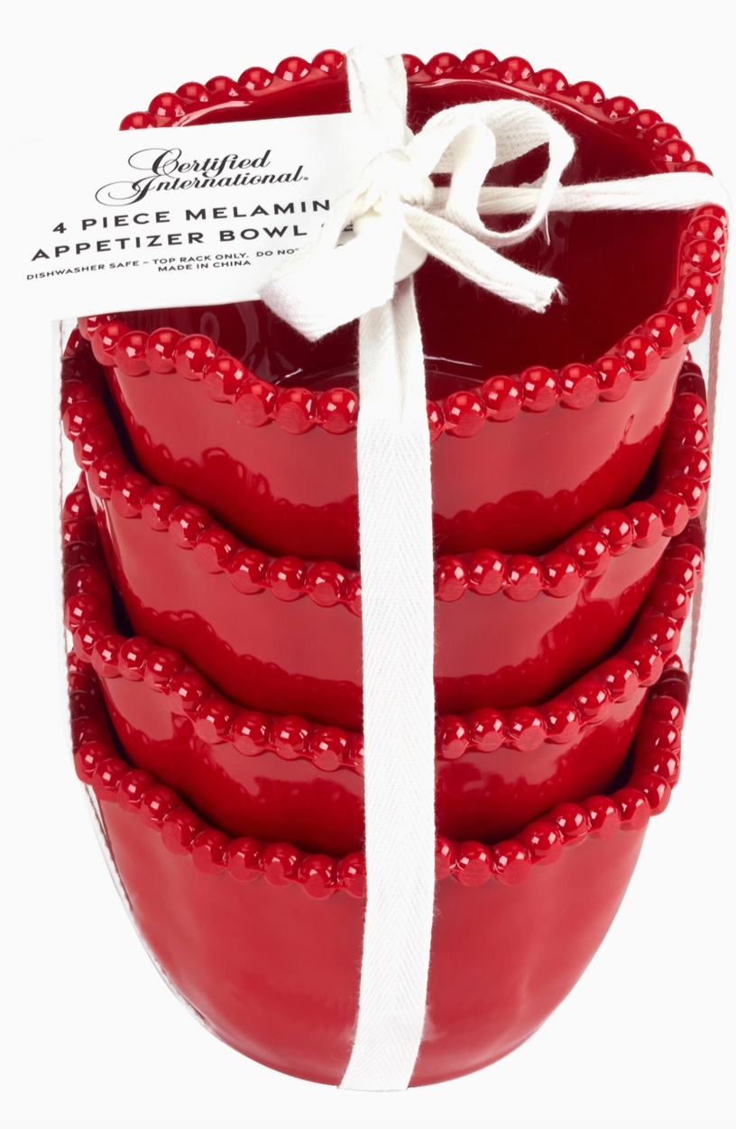 Red S/4 Melamine Dipping Bowls