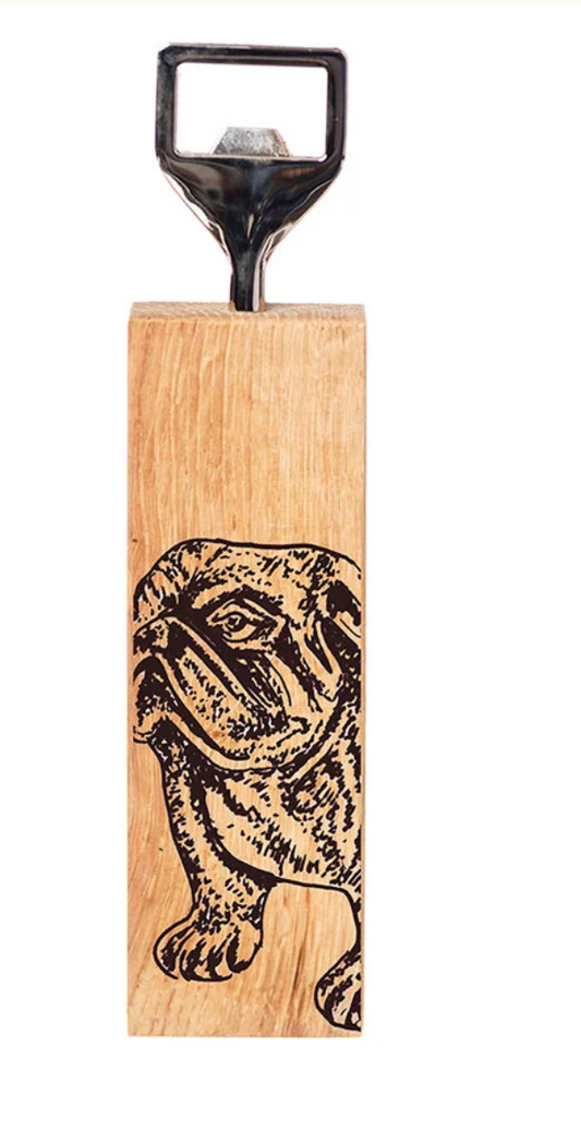 Bulldog Oak Bottle Opener