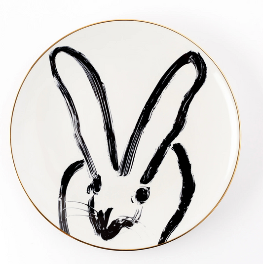 Rabbit Run Dinner Plate with Hand-Painted Gold Rim