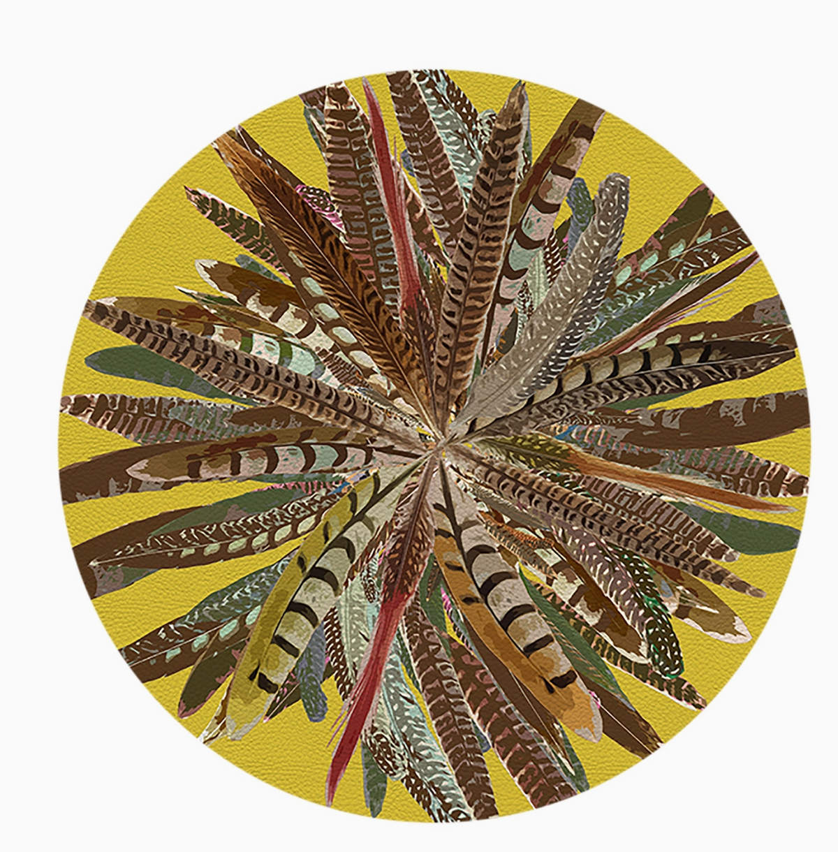 Pheasant Feathers Leather Pebble Placemat s/4