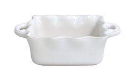 White Sq Ruffled Baker